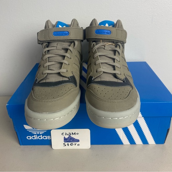 Adidas Forum Mid Clay/Dark Gray/Sesame Unisex Shoes Sneakers Men Sz - Picture 2 of 13